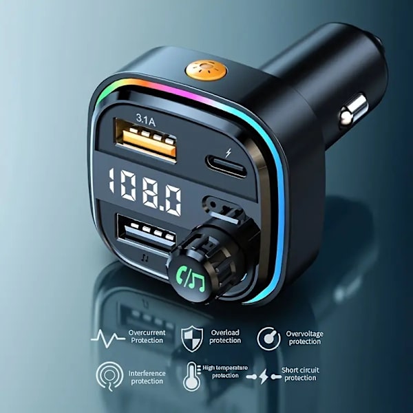 Ny Bluetooth-bil MP3-spiller lader multifunksjonell bil FM-sender bil rask lading