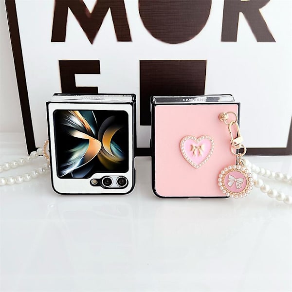 Til Z Flip 6 Etui, Sødt Kærlighedshjerte Slank PC Stødsikkert Cover Til Samsung Galaxy Z Flip 6 Med Perlearmbånd Til Kvinder