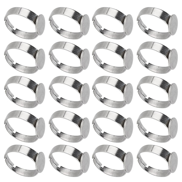 Adjustable Stainless Steel Flat Rings Bases for Jewelry Craft 20pcs - DIY Blank Rings for Men Women Decoration Gift