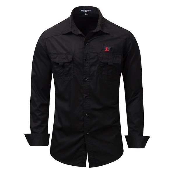 Høj kvalitet 100% bomuld militærskjorte til mænd Langærmet åndbar afslappet skjorte herre solid skjorte med E