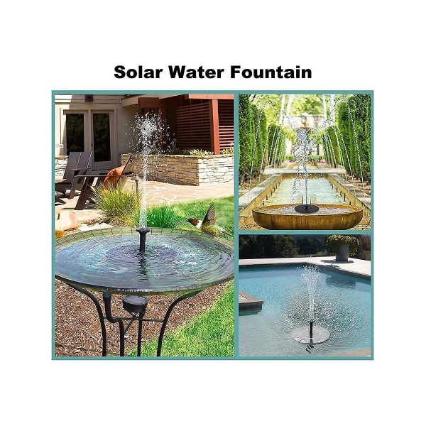 Solar Fountain, Solar Water Fountain med 6 dyser og fixer, 6,3 tommer Solar Fountain pumpe til fugl