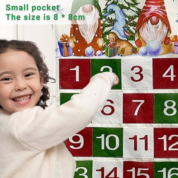 24 Lommer Stoff Adventskalender, Vegg Hengende Fyllbar Adventskalender, Jul Nedtelling Adventskalender For Barn