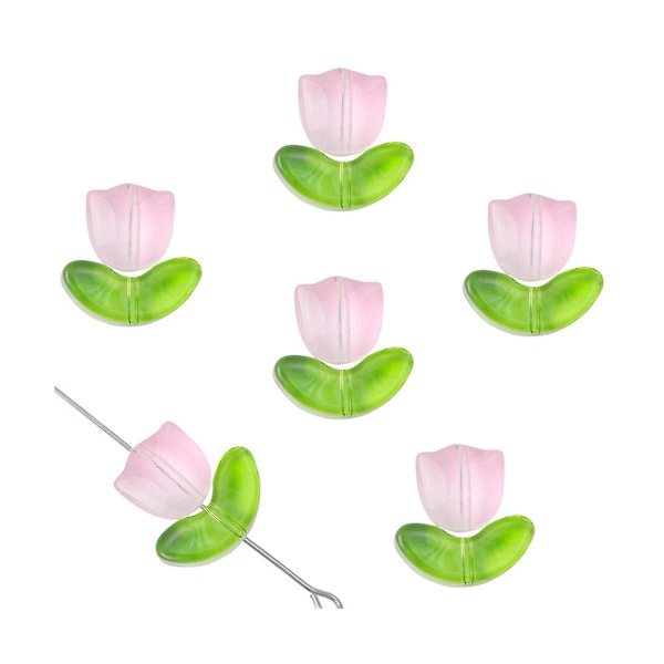 320 stk Fargerike gjennomskinnelige tulipaner Blomsterperler Håndlagde tulipaner Glass Spacer Perle Krystall Løs