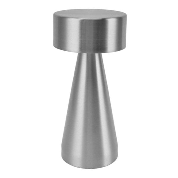 LED Bärbar Metallbordlampa med Touchsensor 3 Färger Steglös Dimning Sängbordsslampa Laddningsbar Nattlampa Silver