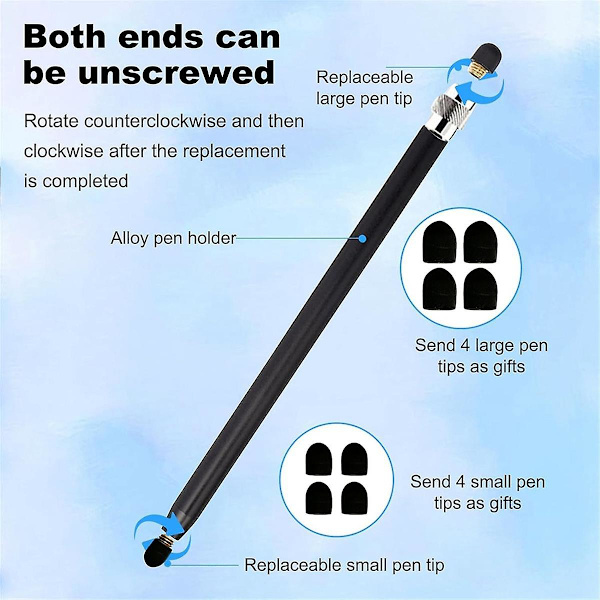 4 stk. Stylus Pen til Touchscreen, Fungerer til //Android Tablets, Stylus 2-i-1 Følsomhed og Høj Præcision