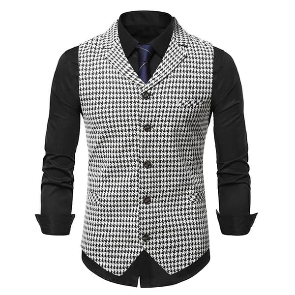 Cloudstyle Herr Casual Houndstooth Enkelknäppt Kostymväst