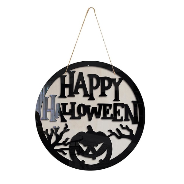 Halloween dørskilt Trehengende skilt med gresskarmønster til inngangsdør Treveggdekor til halloween hjemmefest utendørs
