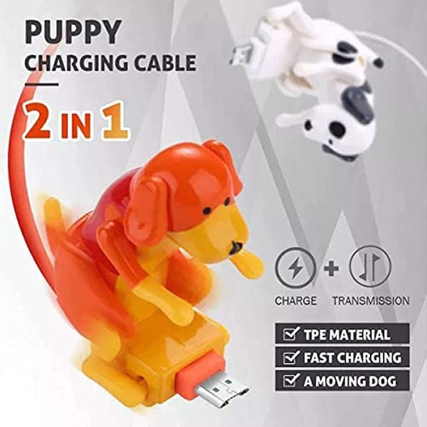 Herreløse hunde opladningskabel, Hundelegetøj Smartphone Usb-kabeloplader, Mini Humping Cute Spot Dog Rogue Toy, Funny Dog Telefonopladning til forskellige modeller af pøbel