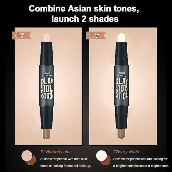 Double Head Highlighter Face Contouring Bronzers Concealer Highlighter Pen 3d Makeup Corrector Concealer Contour Stick Tslm1
