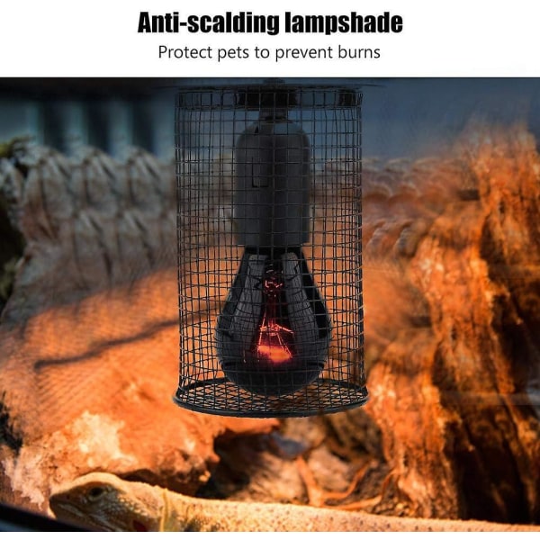 Terrariumburvärmare Lampskärm Skyddsbur Förhindra skållning fria djur (liten rund)