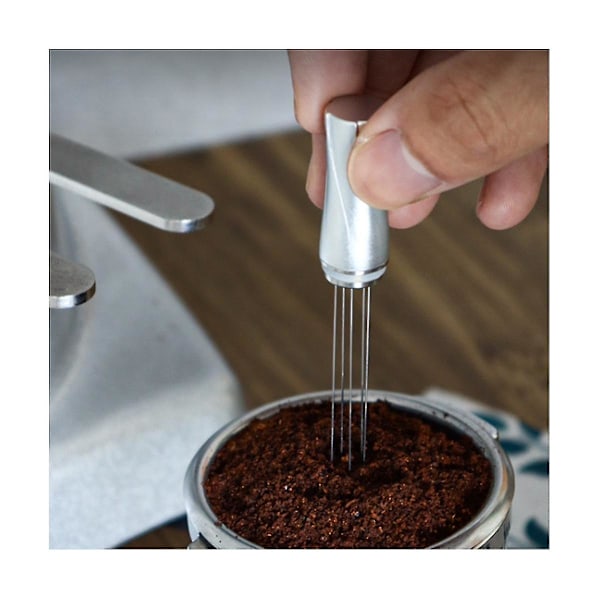 Espresso Distribusjonsverktøy 5 Nåler Espresso Kaffeomrører Håndtak Omrøring Nåler Med Stativ Bla