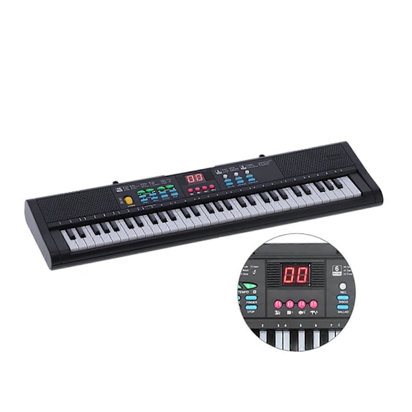 Keyboard Piano Instrument 61 Tangenter Elektrisk Digital Multifunksjonell med Mikrofon MQ6186