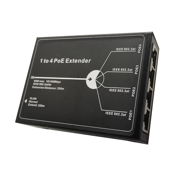 1 To 4 Poe Extender 10/100m 4 Port Poe Extender Ieee802.3at Poe Extender Max Extend 250m 65w Max Fo