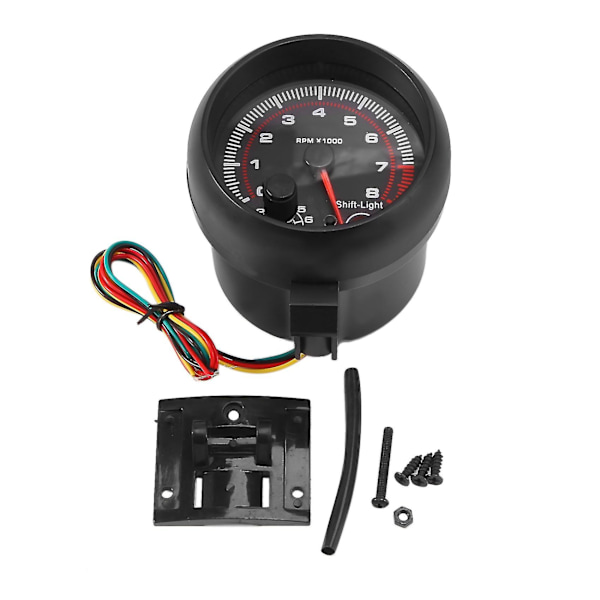 Auto 0-8000 Varvtalmätare Universal 3.75 Tum 12v Vit LED-Bakgrundsbelyst Varvtalmätare Med Röd