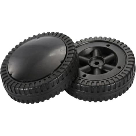 Sæt med 2 sorte 15 cm hjul til grill, jævn rulle.