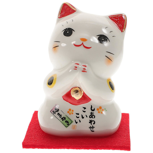 1 stk Søt Lykkekatt Pynt Keramisk Lykkekatt Ornament Hjemmedekor