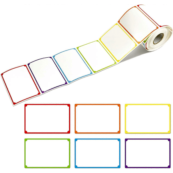 PIAO 300 stk. 6 Farver Blanke Navneskilte med Perforeret Linje til Skole Kontor Hjem (3,5\"x2,2\" Hver)