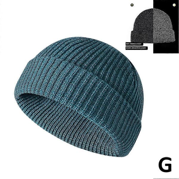 Nattreflekterande stickad mössa i siden Höst/vinter Skullcaps Unisex Termiska mössor Blue