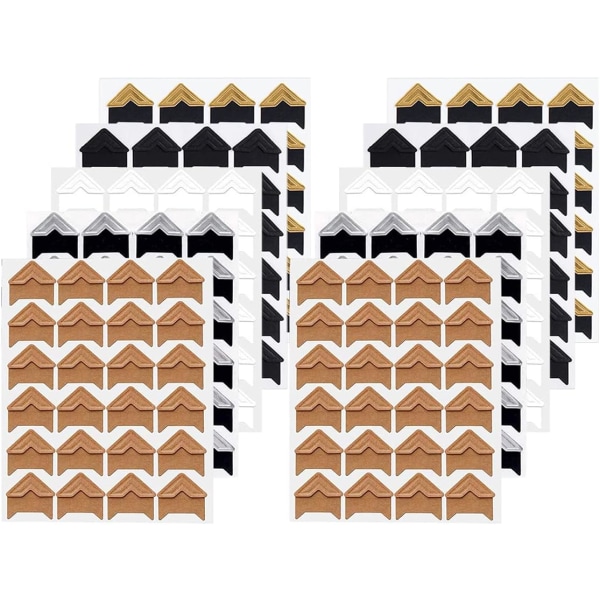 Fotofästningsstickers, 10 Ark Fotohörnstickers Självhäftande Sovrum DIY Skrapbok, Bildbok (5 Färger)