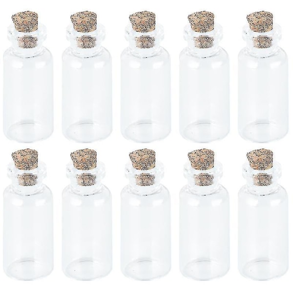 25 stk klare små mini glasskrukker med korkstopper Gjør-selv-ønskeflasker 18x40mm