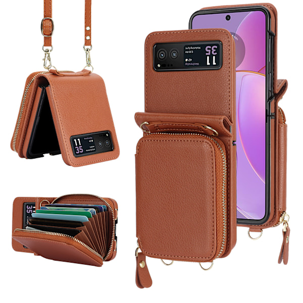 Galaxy Z Flip 4 hopfällbart telefonfodral brown