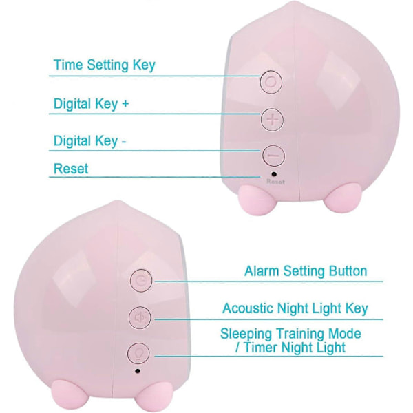 Alarmklokke Barn Lysende LED Digital Lampe Alarmklokke Nattlys Jente Gutter Dag Natt Barn Volum Justerbar Snooze Alarmklokke i USB-Lading