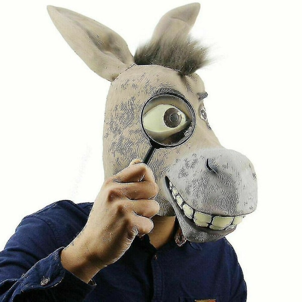 Söt Cosplay Animal Donkey Rolig Halloween Mask Full Face Kostym Party rekvisita