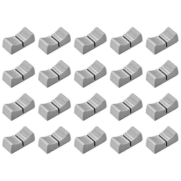 20 st 24mmx11mmx10mm Konsolmixer Glidregreglage Knappar Ersättning för Potentiometer Grå Knapp Svart