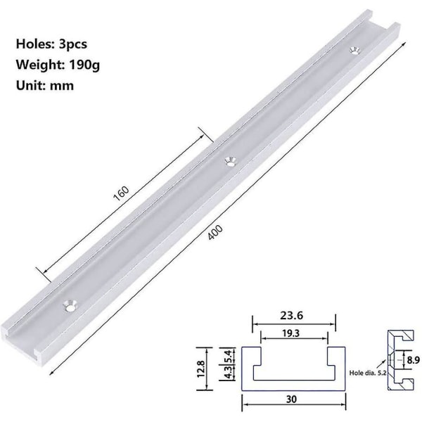 2-pakks T-spor klemme skinneklemme spor rett kant aluminiumslegering låsehåndtak med 8 selvskruende skruer for trebearbeiding router sag