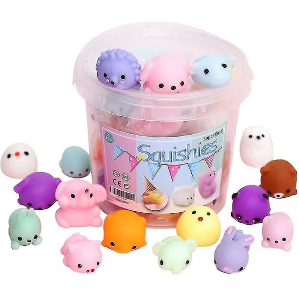 24 stk festgaver for barn Mochi Squishy Toy Reliever angst med oppbevaringsboks