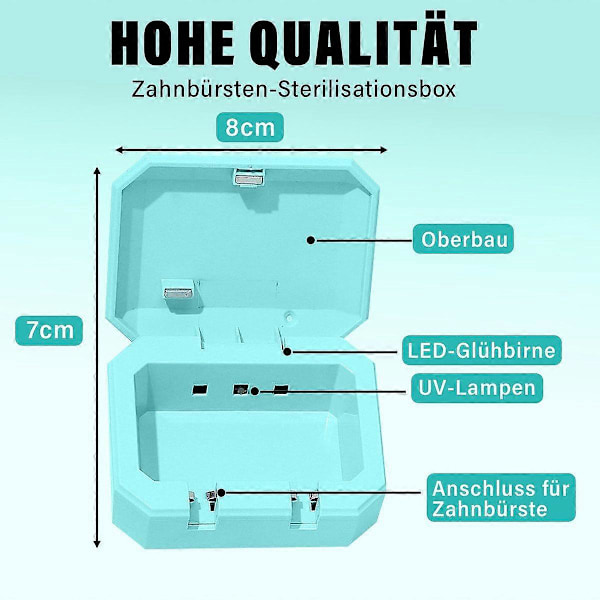 Elektrisk tandborststerilisator med UV-sterilisering, portabel och kompakt design för hygien.