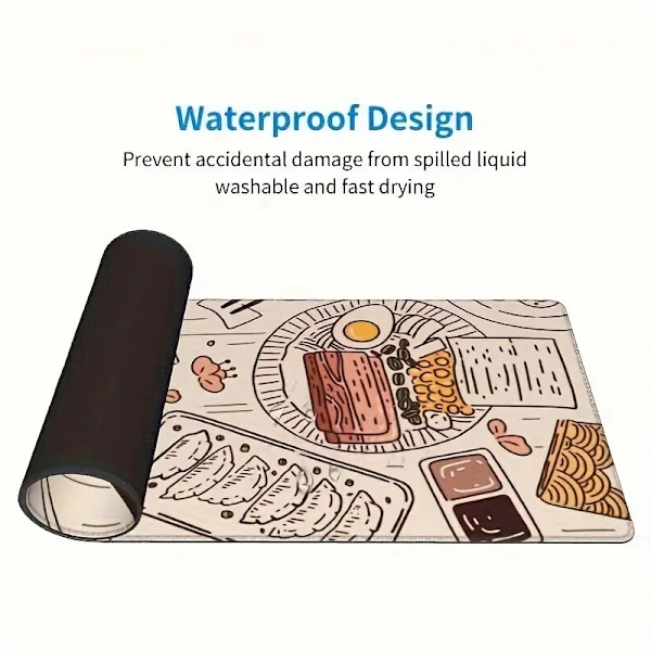 Ramen Sushi Food Table Mat Beige Musmatta Stor Dator Laptop Table Mat Halkskyddad Gummibas
