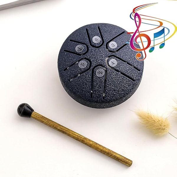 Buddha Stones Mini Steel Tongue Drum 3 Tommers Lydhealingstrommesett, Mini Handpan Drum, 6 Note Worry Free Drum, Ethereal Drum, Handpan Drum