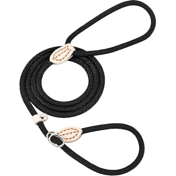 1,4 m Nylon Hundeleie, Svart Tau Hundeleie, Tau Hundeleie, Hundetreningsleie, Glidende Hundeleie, Hundelasso Leie, Hundeleie Halsbånd For Små Og Mellomstore