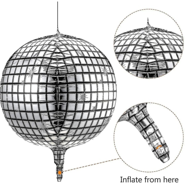 Discoballonger 20 delar 22 tum 4d Discoballonger Stora Silver Laser Folieballong Metalli A-YUHAO