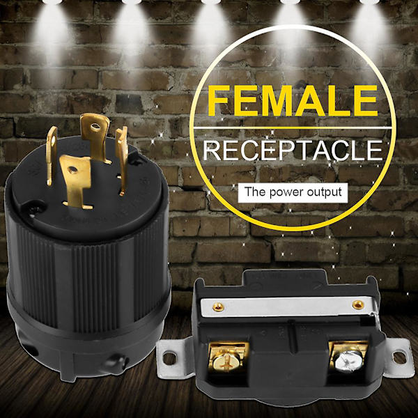 NEMA L14-30 125V-250V 30A RV AC Generator Plugg & Sokkelsett - 4-polet Hane & Hunnkontakt