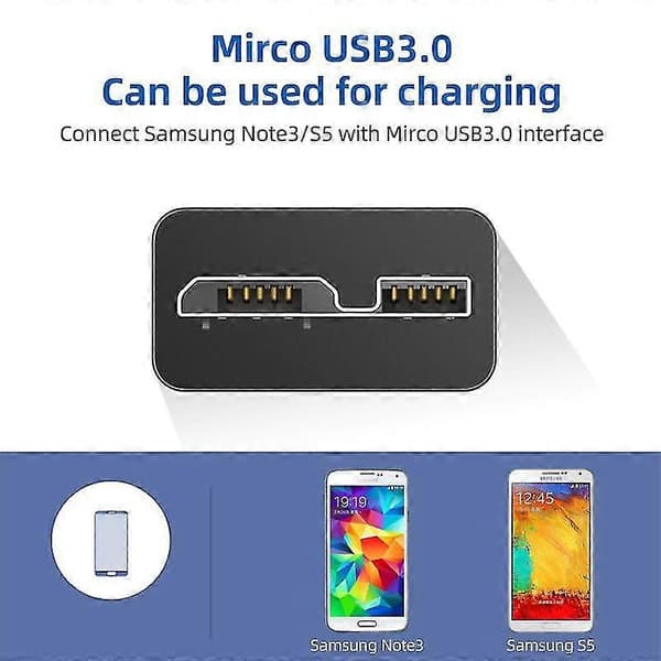 2025 FONKEN USB 3.0 Micro B -datakaapeli uros A - Micro B USB -kaapeli 5 Gbps kiintolevyn kaapelit Samsung Note3 -kameralle
