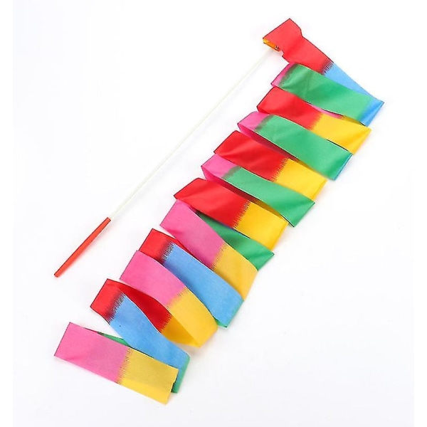 10 stk. Rainbow Dance Ribbons Streamers, Ribbon Wand, Kids' Gymnastik Ribbon Sticks med skridsikkert håndtag