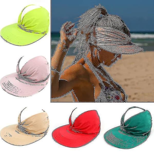 Sommer Visor Solhat til Kvinder Anti-UV Elastisk Tom Hat Kasketter Top, Blød Åndbar Solcreme Hat (2 stk - orange)