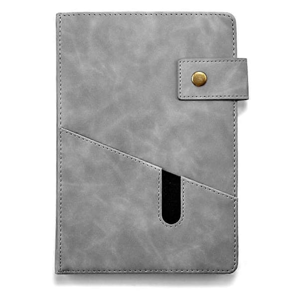 A5 Læder Notesbog med Smartphoneholder - Premium Journal Planner til Arbejde og Personlig Brug Gray