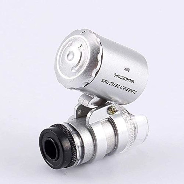 Mini-luppi 60x Mikroskooppiluppi LED- ja UV-valolla Taskuluppi Kultaseppäluppi Mikroluppi Taittuva Taskuluppi