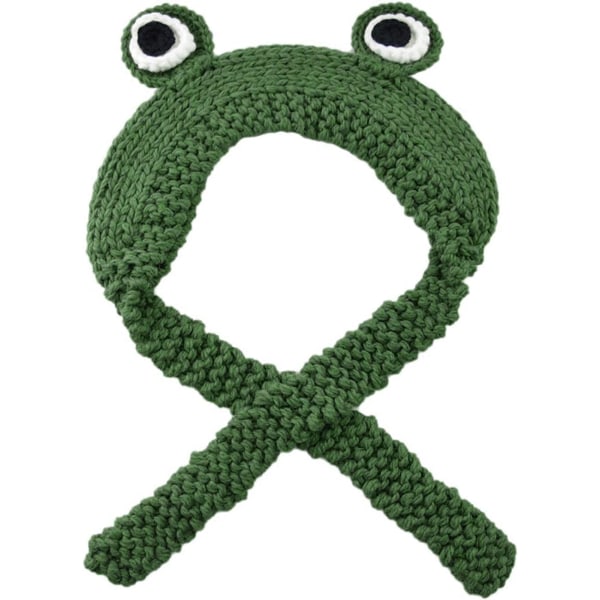 Frog Knit Beanie 42cm Frog Pannebånd Lue Dame Strikket Frosk Beanie Heklet Strikket Pannebånd Søt Ytre Big Eyes Frosk Lue