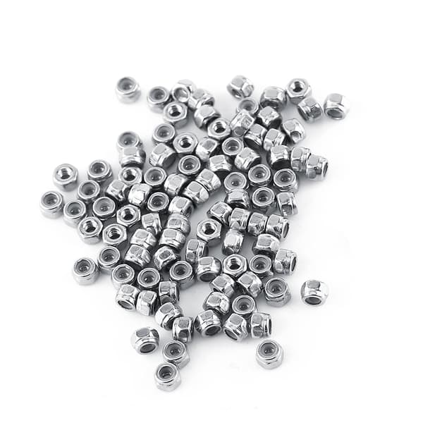 SS304 Rustfrit Stål Hex Låsemøtrikker Sæt med Nylonindsats (M2, 100stk)