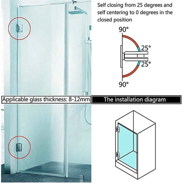 90 Graders Glassdørskap Skapmontering Klemme Glassdusjdører Hengselutskiftingsdeler Veggglass Grå (svart)