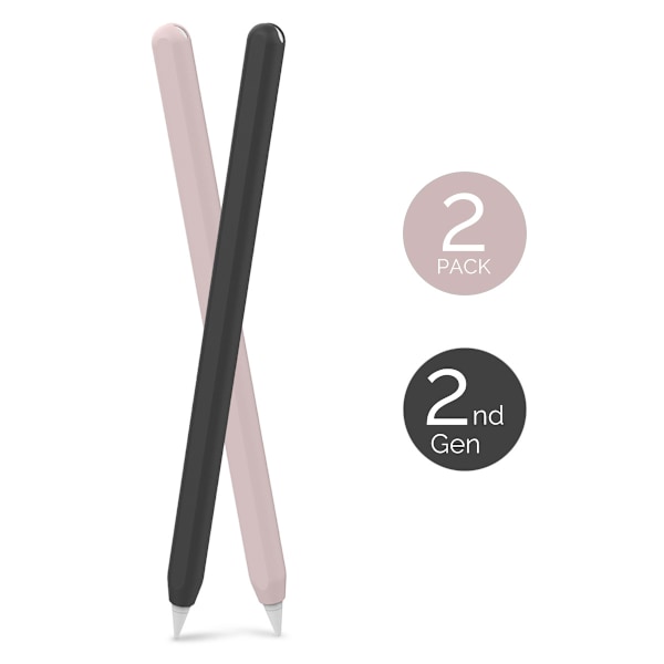 2 kpl silikonikynän suojuksia Apple Pencilille, ohut ja kevyt parantamaan kynän suojuksen tuntumaa Black+Pink