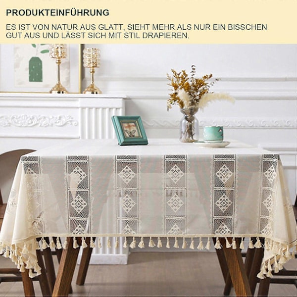 Bordsduk vävd ihålig bohemisk stil tofs matbordsduk halkfri elegant stilfull