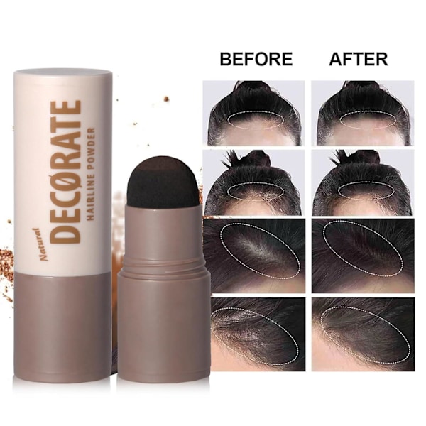 Hårpuderpinne, Hårlinjepuderpinne, Root Touch Up för tunt hår, Grått hårskugga Cover Up, Direkt rot concealer för naturligt voluminöst