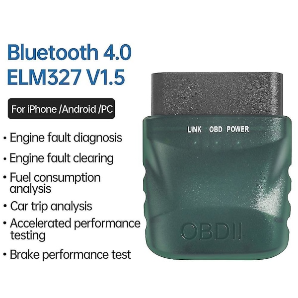 Elm327 V1.5 Obd2 skanner Bluetooth 4.0 Obd 2 bildiagnoseverktøy for Ios Android Pc Elm 327 skanner