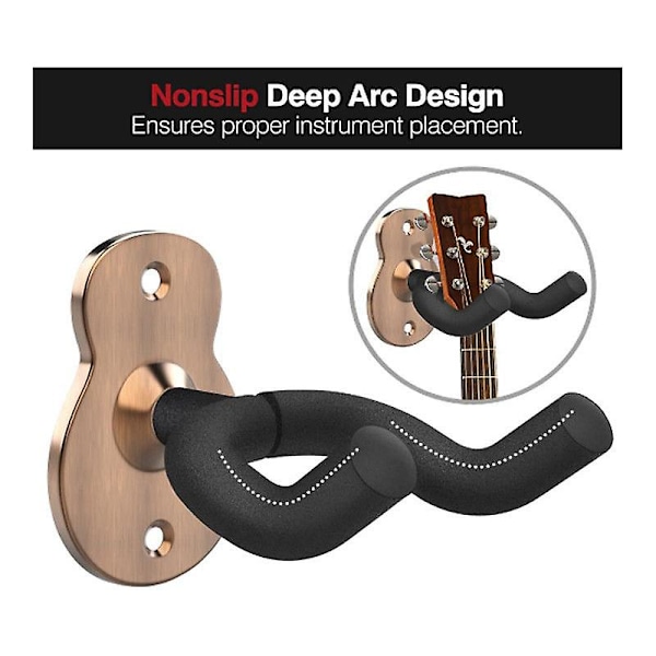 3-pakks Gitarveggfeste, Metallgitarfeste, Gitarformet Gitarveggfeste, Svart Gitarholderstativ for Bass Elektrisk Akustisk Gitar U