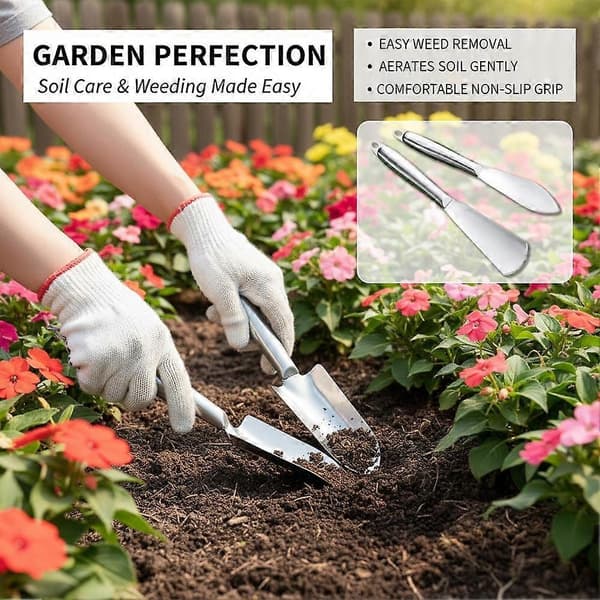 Trädgårdsspade i rostfritt stål - 27 cm kraftig handspade för plantering Sharp shovel